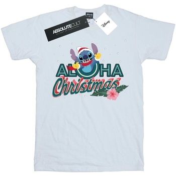 textil Mujer Camisetas manga larga Disney Lilo And Stitch Aloha Christmas Blanco