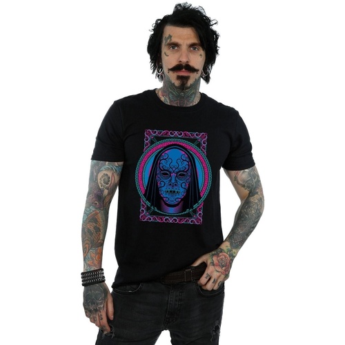 textil Hombre Camisetas manga larga Harry Potter Neon Death Eater Mask Negro