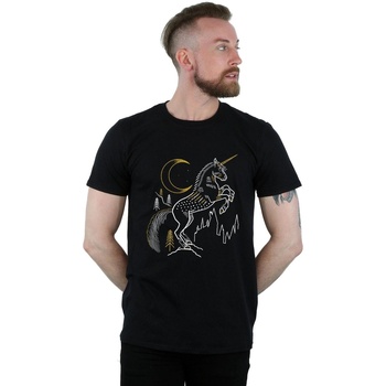 textil Hombre Camisetas manga larga Harry Potter Unicorn Line Art Negro
