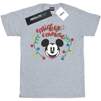 textil Niña Camisetas manga larga Disney Mickey Mouse Christmas Light Bulbs Gris