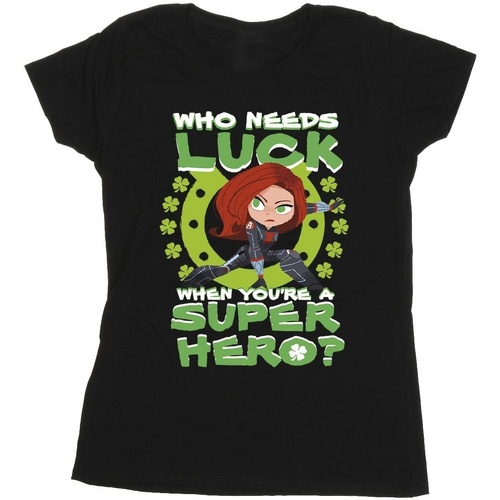 textil Mujer Camisetas manga larga Marvel St Patrick's Day Black Widow Luck Negro