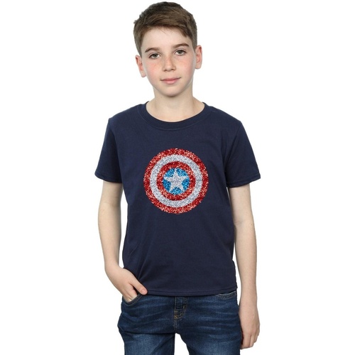 textil Niño Camisetas manga corta Marvel Captain America Pixelated Shield Azul