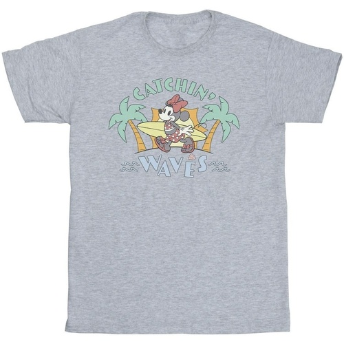 textil Niña Camisetas manga larga Disney Minnie Mouse Catchin Waves Gris