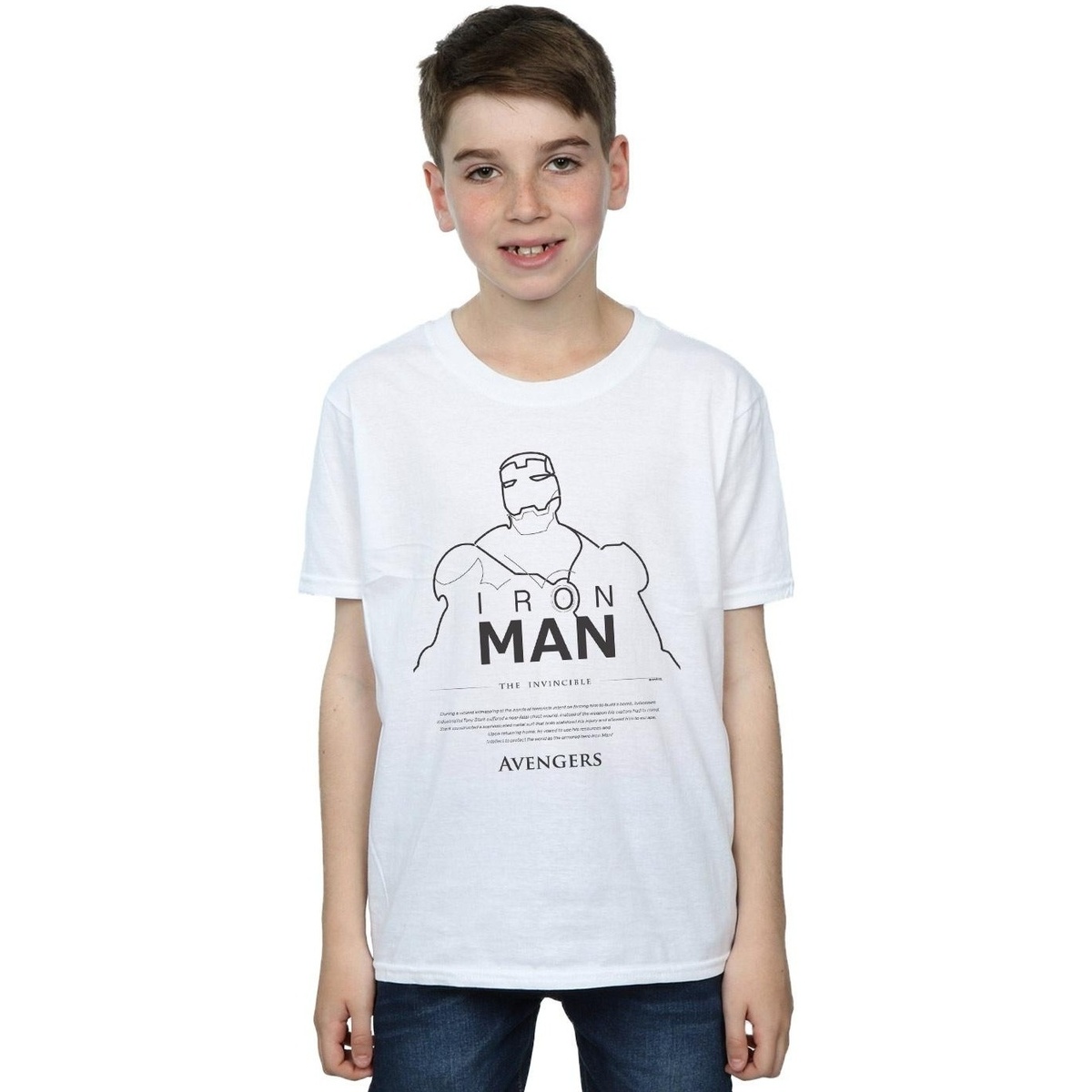 textil Niño Camisetas manga corta Marvel Iron Man Single Line Blanco