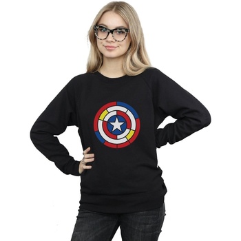 textil Mujer Sudaderas Marvel Captain America Stained Glass Shield Negro