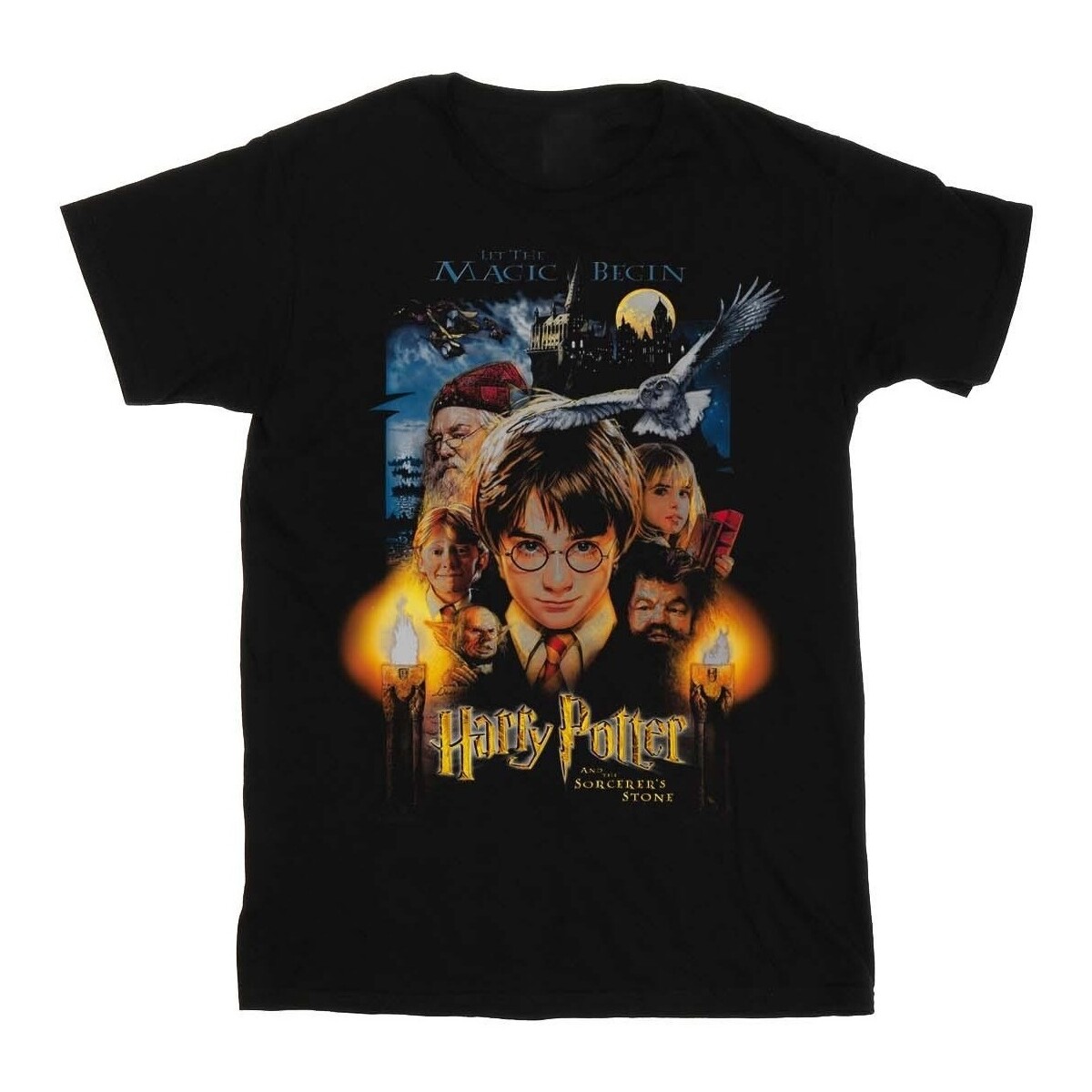 textil Hombre Camisetas manga larga Harry Potter The Sorcerer's Stone Poster Negro