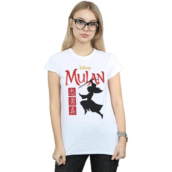 textil Mujer Camisetas manga larga Disney Mulan Movie Warrior Silhouette Blanco
