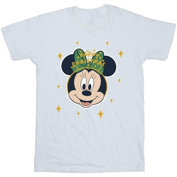 textil Niña Camisetas manga larga Disney Minnie Mouse Happy Christmas Blanco