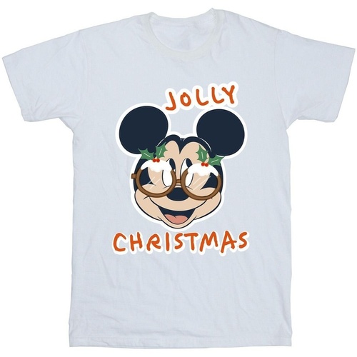 textil Niña Camisetas manga larga Disney Mickey Mouse Jolly Christmas Glasses Blanco