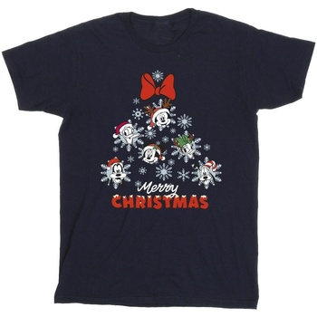textil Niña Camisetas manga larga Disney Mickey Mouse And Friends Christmas Tree Azul