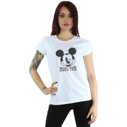 textil Mujer Camisetas manga larga Disney Mickey Mouse Since 1928 Blanco