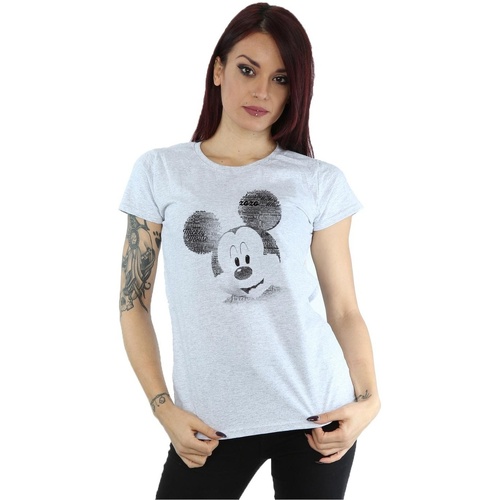 textil Mujer Camisetas manga larga Disney Mickey Mouse Text Face Gris