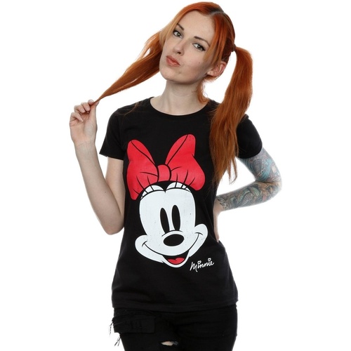 textil Mujer Camisetas manga larga Disney Minnie Mouse Distressed Face Negro
