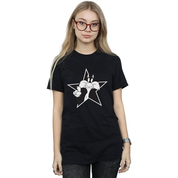textil Mujer Camisetas manga larga Dessins Animés Sylvester Mono Star Negro