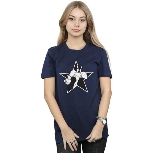 textil Mujer Camisetas manga larga Dessins Animés Sylvester Mono Star Azul