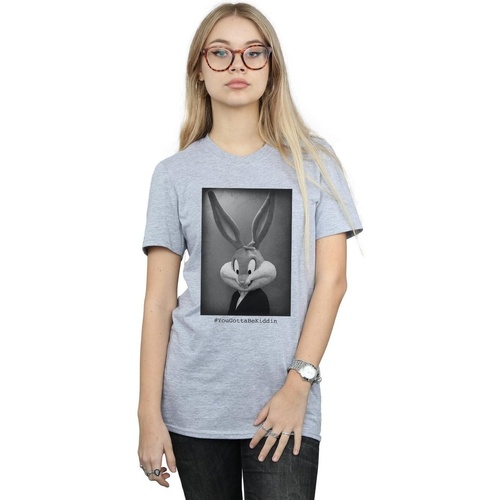 textil Mujer Camisetas manga larga Dessins Animés Bugs Bunny Yougottabekiddin Gris