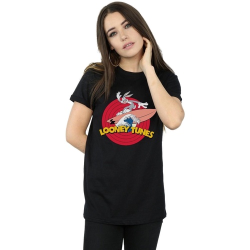 textil Mujer Camisetas manga larga Dessins Animés Bugs Bunny Surfing Negro