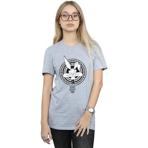 textil Mujer Camisetas manga larga Dessins Animés Wile E Coyote Super Genius Gris