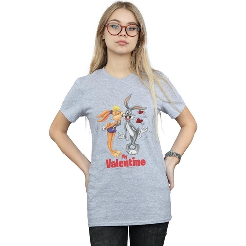 textil Mujer Camisetas manga larga Dessins Animés Bugs Bunny And Lola Valentine's Day Gris