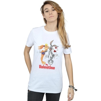 textil Mujer Camisetas manga larga Dessins Animés Bugs Bunny And Lola Valentine's Day Blanco