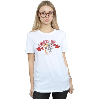 textil Mujer Camisetas manga larga Dessins Animés Bugs Bunny And Lola Valentine's Day Loved Up Blanco
