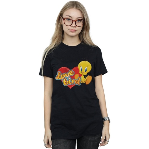 textil Mujer Camisetas manga larga Dessins Animés Tweety Pie Valentine's Day Love Bird Negro