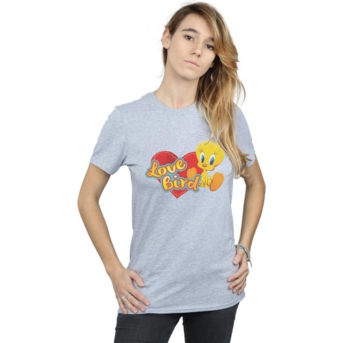 textil Mujer Camisetas manga larga Dessins Animés Tweety Pie Valentine's Day Love Bird Gris