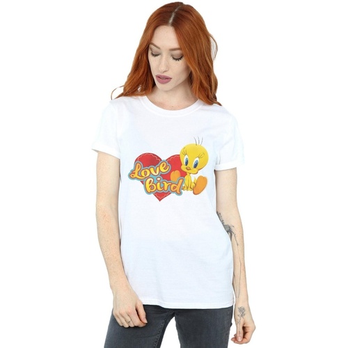 textil Mujer Camisetas manga larga Dessins Animés Tweety Pie Valentine's Day Love Bird Blanco