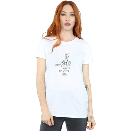 textil Mujer Camisetas manga larga Dessins Animés Bugs Bunny White Belly Blanco