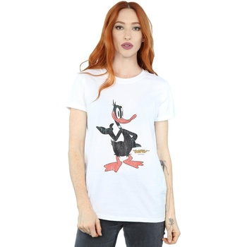 textil Mujer Camisetas manga larga Dessins Animés Daffy Duck Distressed Blanco