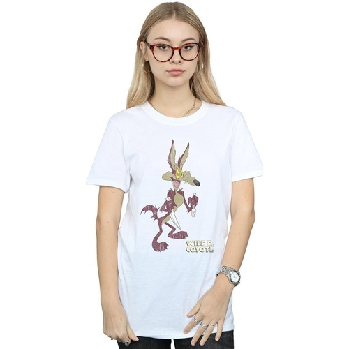 textil Mujer Camisetas manga larga Dessins Animés Wile E Coyote Distressed Blanco