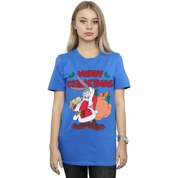 textil Mujer Camisetas manga larga Dessins Animés Santa Bugs Bunny Azul