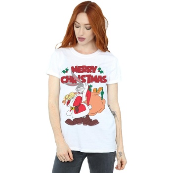 textil Mujer Camisetas manga larga Dessins Animés Santa Bugs Bunny Blanco