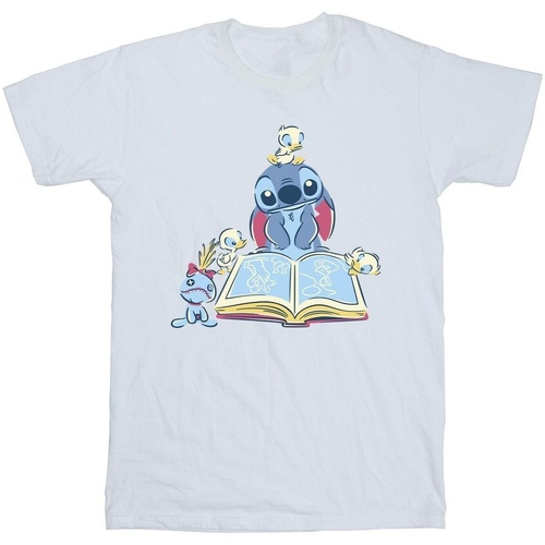 textil Hombre Camisetas manga larga Disney Lilo & Stitch Reading A Book Blanco