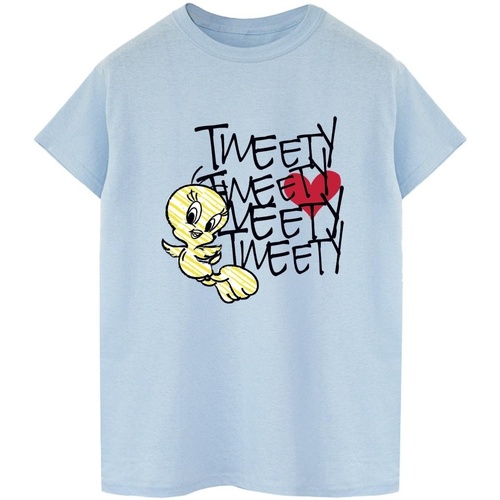 textil Mujer Camisetas manga larga Dessins Animés Tweety Love Heart Azul