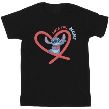 textil Hombre Camisetas manga larga Disney Lilo & Stitch Love You Mum Negro