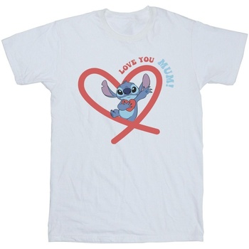 textil Hombre Camisetas manga larga Disney Lilo & Stitch Love You Mum Blanco