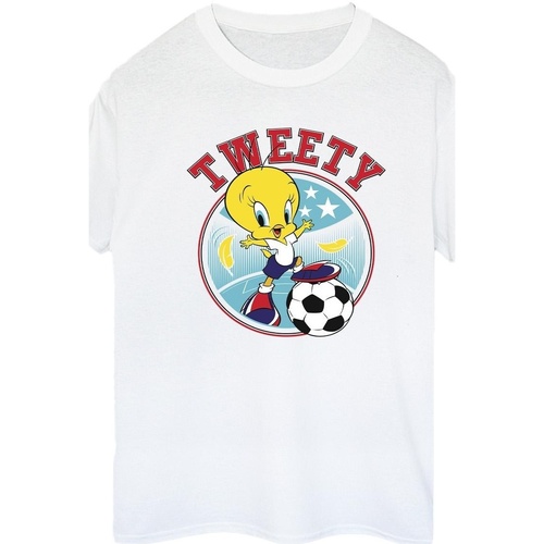 textil Mujer Camisetas manga larga Dessins Animés Tweety Football Circle Blanco