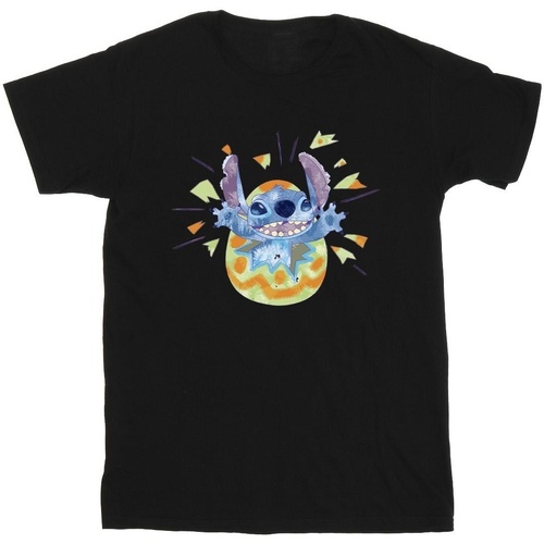 textil Hombre Camisetas manga larga Disney Lilo & Stitch Cracking Egg Negro
