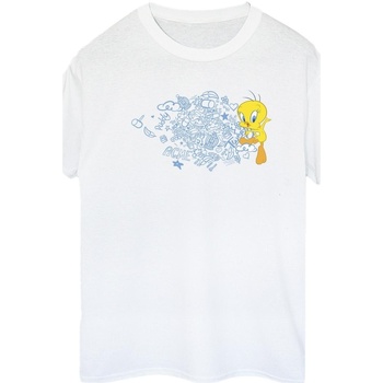textil Mujer Camisetas manga larga Dessins Animés ACME Doodles Tweety Blanco