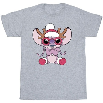 textil Hombre Camisetas manga larga Disney Lilo & Stitch Angel Reindeer Gris