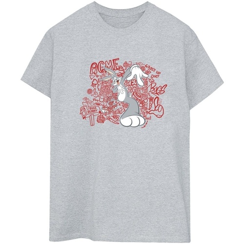 textil Mujer Camisetas manga larga Dessins Animés ACME Doodles Bugs Bunny Gris