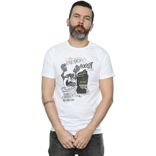 textil Hombre Camisetas manga larga Dessins Animés Taz Energy Boost Blanco