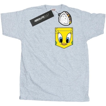 textil Hombre Camisetas manga larga Dessins Animés Tweety Pie Face Faux Pocket Gris