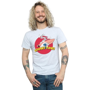 textil Hombre Camisetas manga larga Dessins Animés Bugs Bunny Surfing Gris
