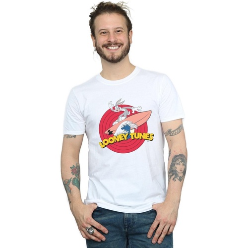textil Hombre Camisetas manga larga Dessins Animés Bugs Bunny Surfing Blanco