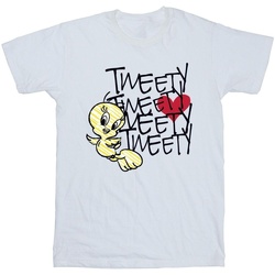 textil Hombre Camisetas manga larga Dessins Animés Tweety Love Heart Blanco