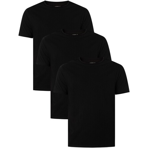textil Hombre Camisetas manga corta Lacoste Camiseta Con 3 Pares De Camisetas Negro