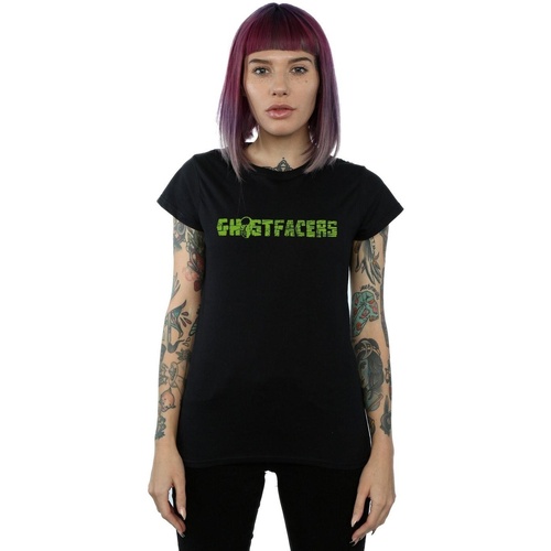 textil Mujer Camisetas manga larga Supernatural Ghostfacers Logo Negro