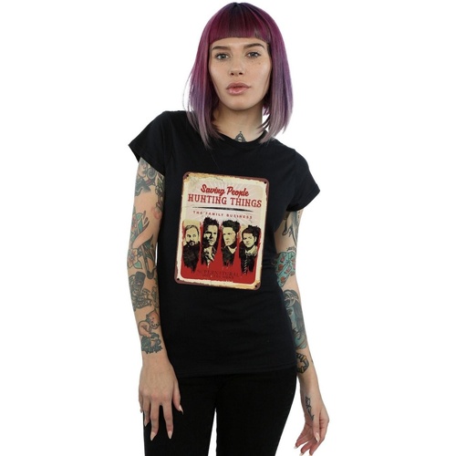 textil Mujer Camisetas manga larga Supernatural Family Business Sign Negro